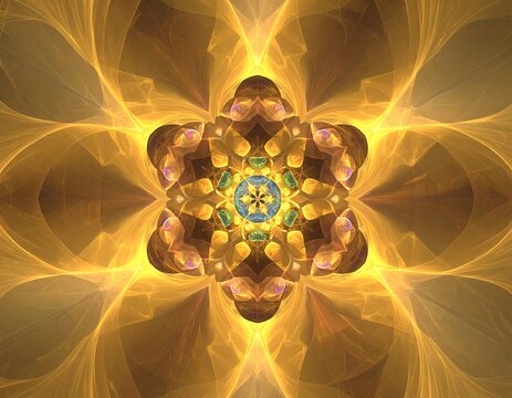 Abstract golden flower fractal