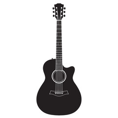 black and white silhouette of a guitar vector on a white background