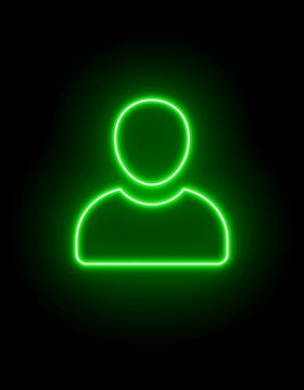 Neon green user icon on black background