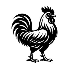 Rooster Silhouette Vector | Farmhouse Chicken Clipart | Barnyard Animal Illustration