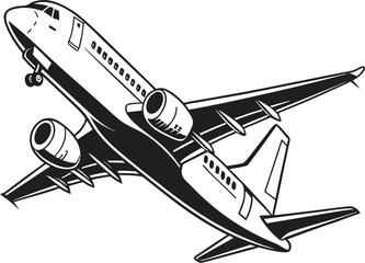 Commercial airplane with extended wings illustration