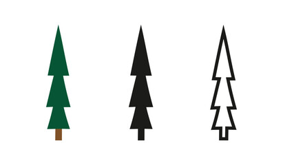 Obraz premium Christmas tree set. Trees Arranged Against a Plain Background in Varying Styles.