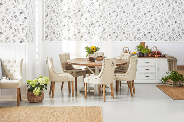modern luxury dining room interior, 3d render