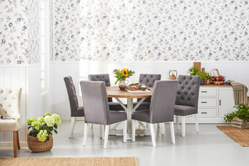 modern luxury dining room interior, 3d render