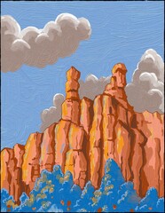 Hoodoo Rock Formations in Red Canyon Utah Oil Painting