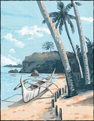 Bangka in Santa Fe Beach Bantayan Island Philippines Oil Painting Bangka in Santa Fe Beach Bantayan Island Philippines Oil Painting
