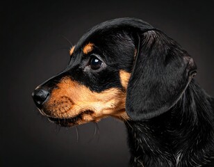Close-up profile of a dachshund