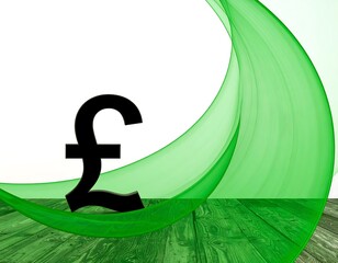 Abstract image with a pound symbol and flowing green shapes