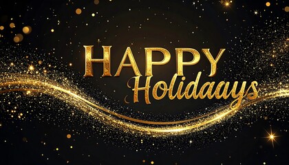 Festive gold holiday greeting on a black background
