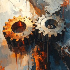Industrial gears, textured paint