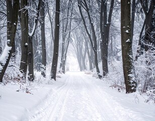 Snowy Path Through Winter Forest