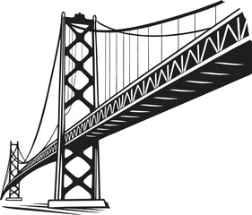 Bridge with car driving over on white background