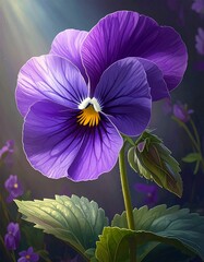 Close-up vibrant purple pansy