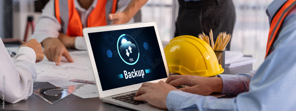 Poster backup storage data internet technology business concept. database storage cloud technology file dat