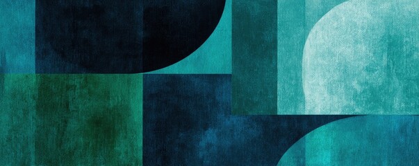 Abstract geometric design with muted teal and dark teal hues