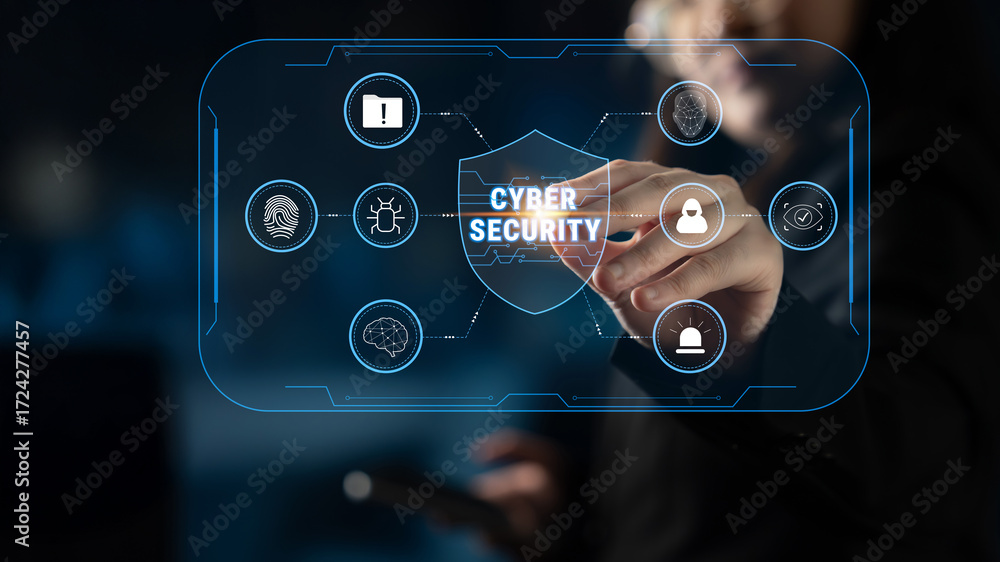 Poster cyber security services for digital data protection and threat prevention. a system for network moni