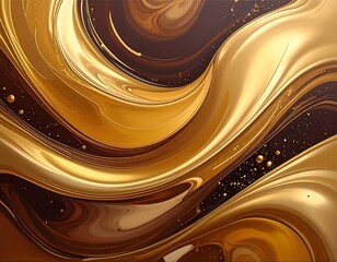 Abstract liquid gold and brown swirl