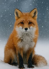 Fototapeta premium Majestic fox in snowy wilderness.