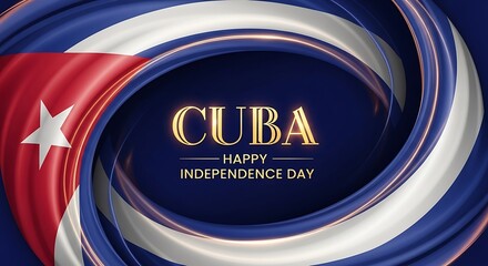 Cuba Independence Day Celebration: Flag, Golden Text, Elegant Design