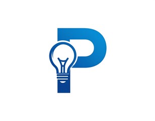 Abstract logo design with letter P and lightbulb