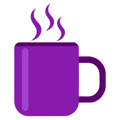 Vector art of a purple coffee mug with steam rising 