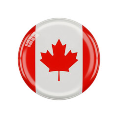 Obraz premium A vibrant Canadian flag design, displayed in a circular emblem. A perfect representation of the country's identity, showcasing the iconic maple leaf and national colors