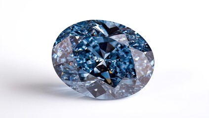 Oval blue diamond on white background
