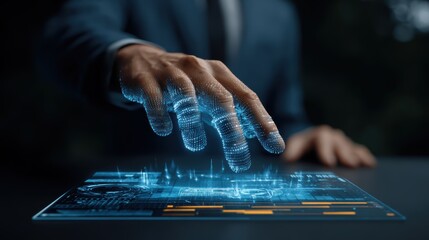 Digital Interface Touch, Futuristic Technology, Data Analysis