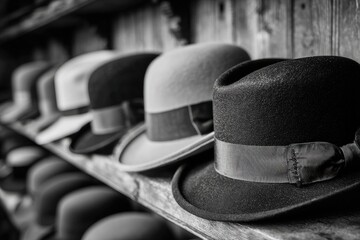 Display of various fedoras and hats