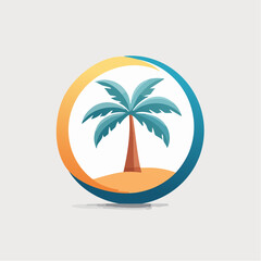 Obraz premium Tropical Palm Tree Icon in Circular Design