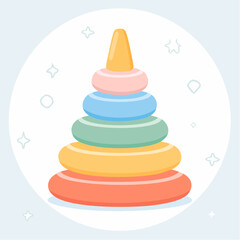 Pastel Rainbow Stacking Rings Toy Illustration