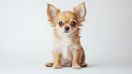Obraz premium Fawn long-haired Chihuahua looking at camera 