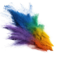 Vibrant explosion of multicolored powder, creating a dynamic and artistic splash of color. background removed