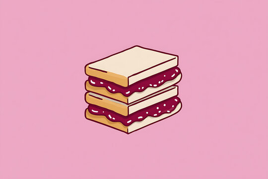 food icon design, pbj sandwich logo, simplified and sliced in half