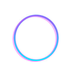 Abstract 3D glowing neon circle with a soft gradient of pink and turquoise colors on a white background, halo effect with shadow, blank round frame template for web, banner, border, icon, logo design