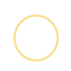 A bright orange neon circle with a soft glow on a white background, representing a halo or a simple geometric shape. Abstract design elements with empty space ring shape, a vibrant vector illustration © CaptureCraze