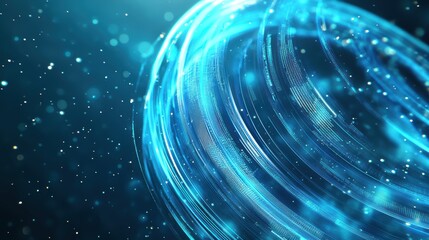 Abstract Blue Technology Sphere, Data Flow Background