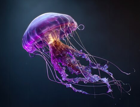 Purple jellyfish against dark background