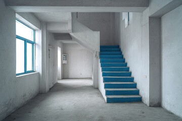Empty room with concrete staircase