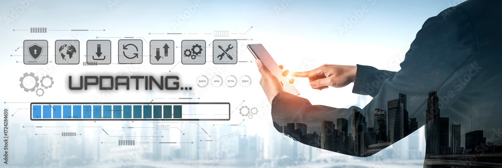 Poster knowledge upgrade and software updates support digital skills growth, competitiveness, and continuou