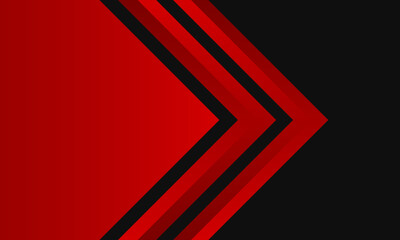 Modern 3d geometry shapes black lines with red borders on dark background. Luxurious bright red lines with metallic effect. Vector etc