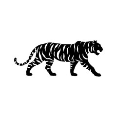 Fototapeta premium Tiger silhouette vector, outline of head of the tiger, angry tiger face outline, line art or hand drawn tiger isolated vector ai, eps or png file