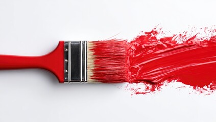 Red paintbrush stroke on white background (2)