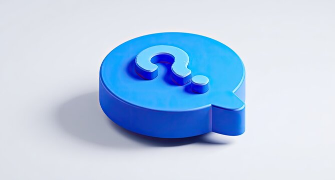 Blue question mark symbol on a light gray background