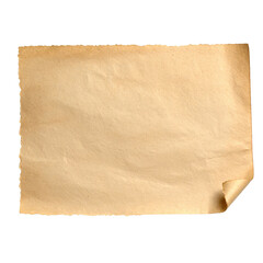 Obraz premium A rectangular torn piece of aged, light brown parchment paper The edges are irregular