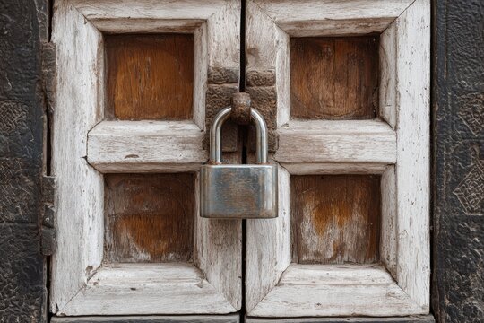 Close-up of an antique wooden door