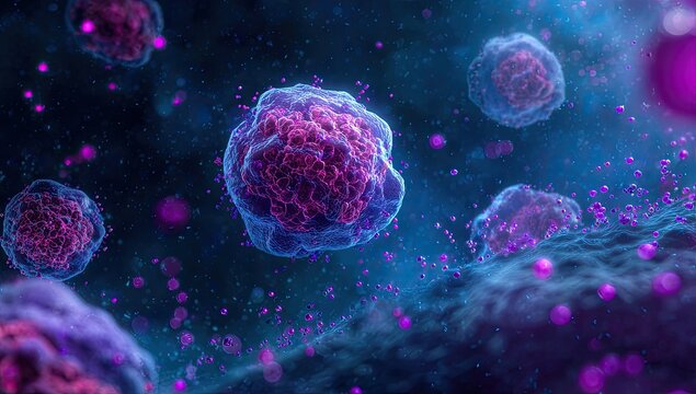 Microscopic cells in vibrant colors - Powered by Adobe