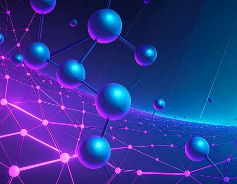 Abstract molecular structure in vibrant colors