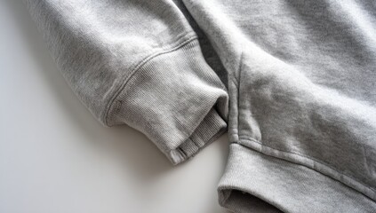 Close-up of a gray hoodie sleeve