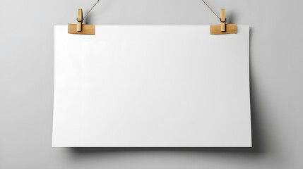 Blank paper note sheets and cards with clip or hanging on a rope for message or memo